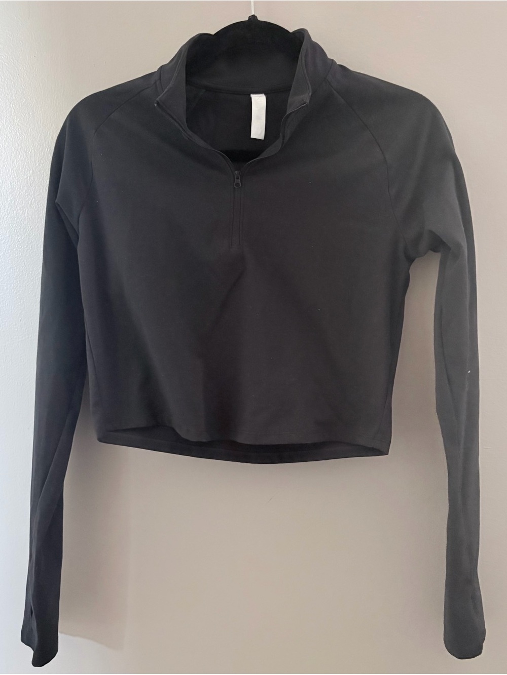 Z by Zella Black Cropped Quarter Zip Workout Shirt Size S